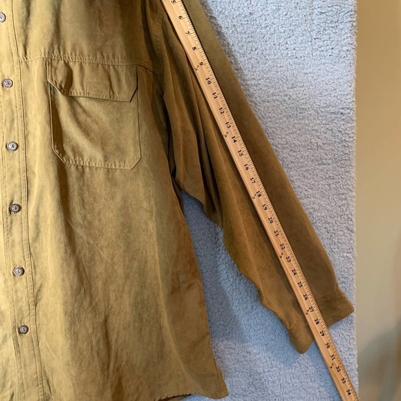 Clearwater Shirt‎ Mens XL Brown Camel Button Down Collared Western Faux Suede - Picture 7 of 8